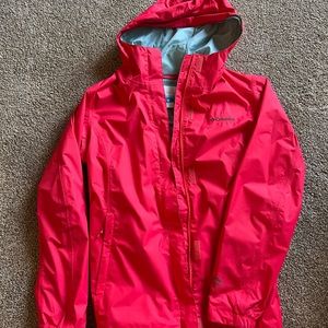 Columbia pouration Rain Jacket, Red Hibiscus in color